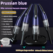 4 In 1 12000pa Wireless  Mini Handheld Car Vacuum Cleaner Mite Remover(Navy Blue)
