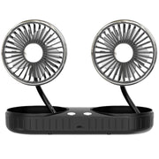 F304 Double-head Hose Built-in Lithium Battery USB Car Fan, Color: Black Silver