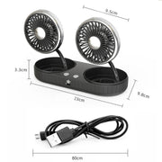 F304 Double-head Hose Built-in Lithium Battery USB Car Fan, Color: Green Gold