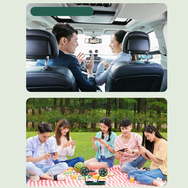 F304 Double-head Hose Built-in Lithium Battery USB Car Fan, Color: Black Silver