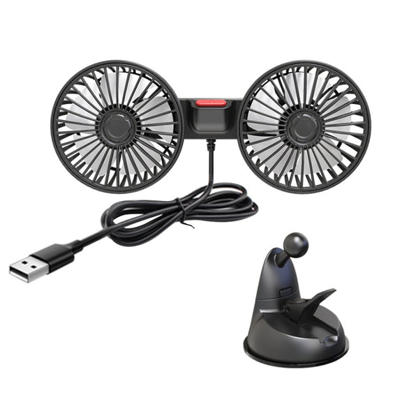 F4206 Suction Cup Double Head Car USB Fan(Black)