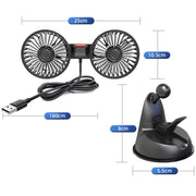 F4206 Suction Cup Double Head Car USB Fan(Black)