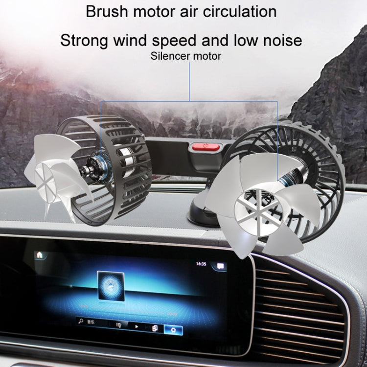 F4206 Suction Cup Double Head Car USB Fan(Black)