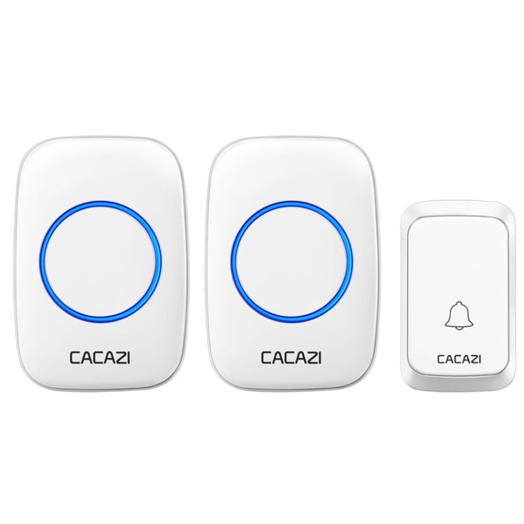 CACAZI A06-DC 1 to 2 Battery Smart Home Wireless Water-resistant Doorbell(White)