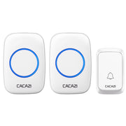 CACAZI A06-DC 1 to 2 Battery Smart Home Wireless Water-resistant Doorbell(White)