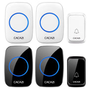 CACAZI A06-DC 1 to 2 Battery Smart Home Wireless Water-resistant Doorbell(White)