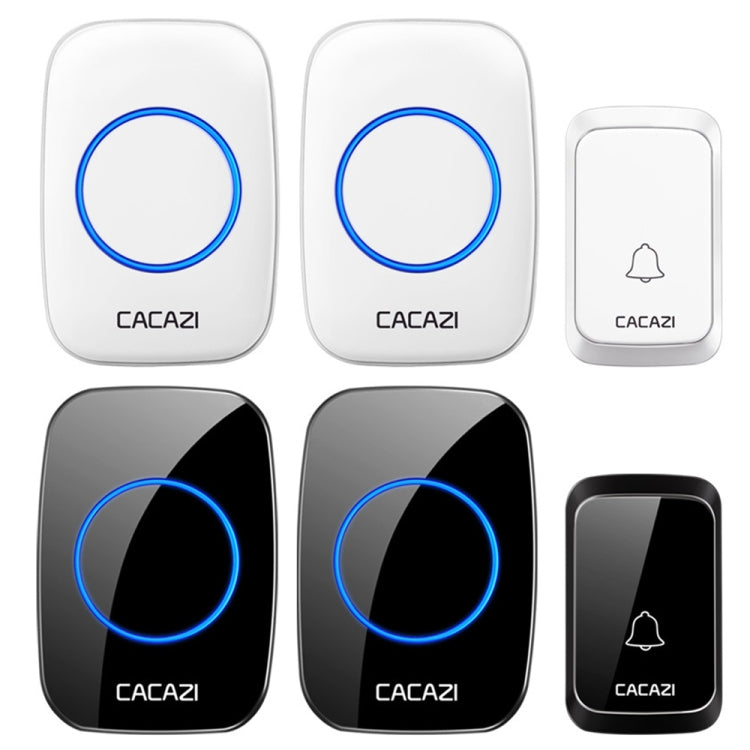 CACAZI A06-DC 1 to 2 Battery Smart Home Wireless Water-resistant Doorbell(White)