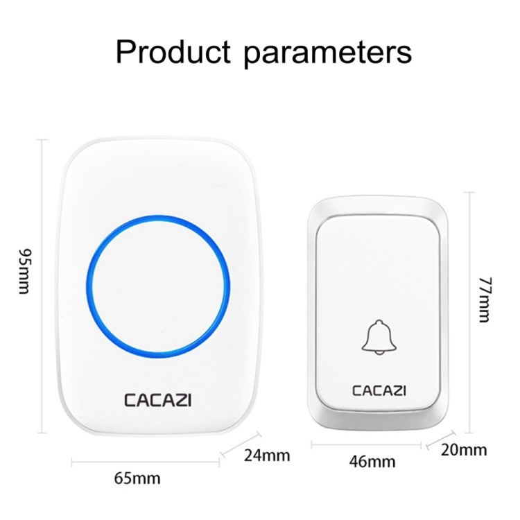 CACAZI A06-DC 1 to 2 Battery Smart Home Wireless Water-resistant Doorbell(White)