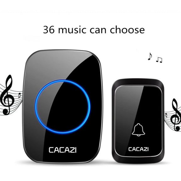 CACAZI A06-DC 1 to 2 Battery Smart Home Wireless Water-resistant Doorbell(White)