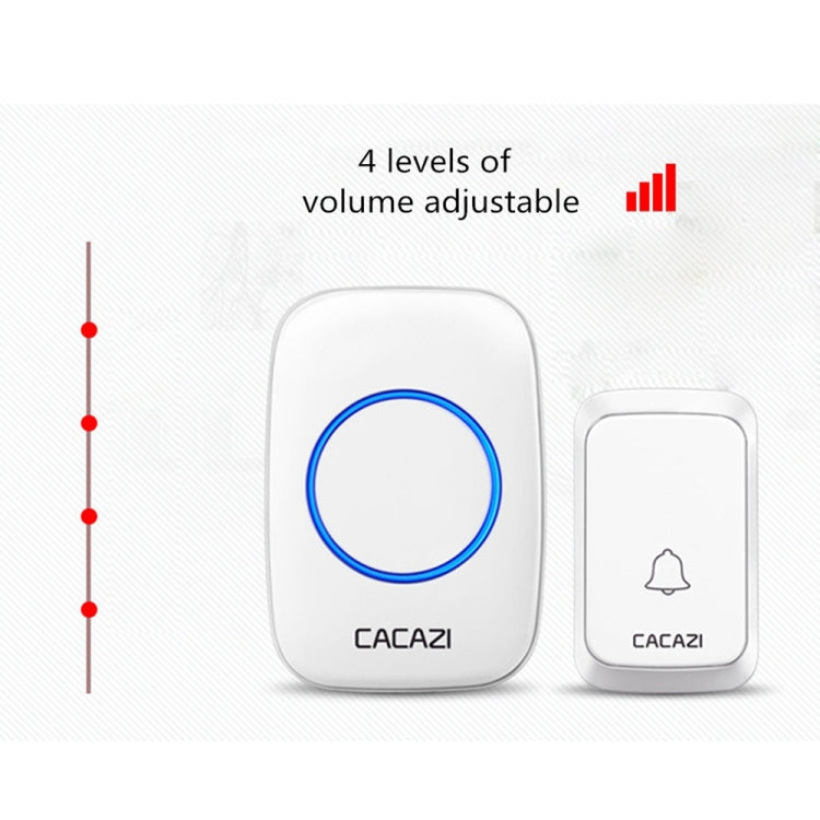 CACAZI A06-DC 1 to 2 Battery Smart Home Wireless Water-resistant Doorbell(White)