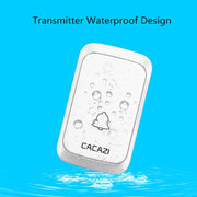 CACAZI A06-DC 1 to 2 Battery Smart Home Wireless Water-resistant Doorbell(White)