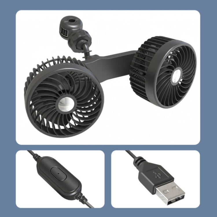 F6207 Car Rear Seat Zip Lock USB Double Head Fan, Model: USB