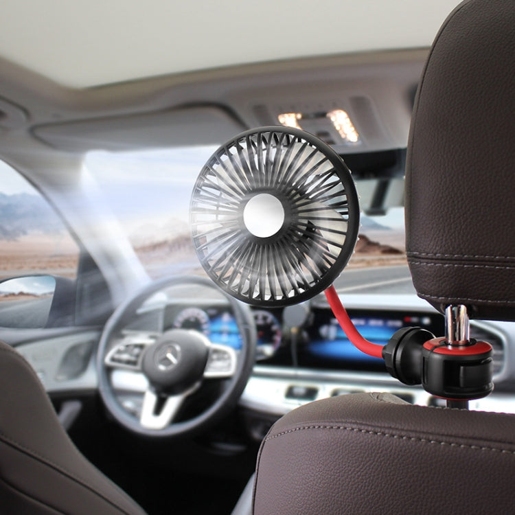 F508 Car Rear Seat USB Air Speed Adjustable Hose Fan(Black Red)