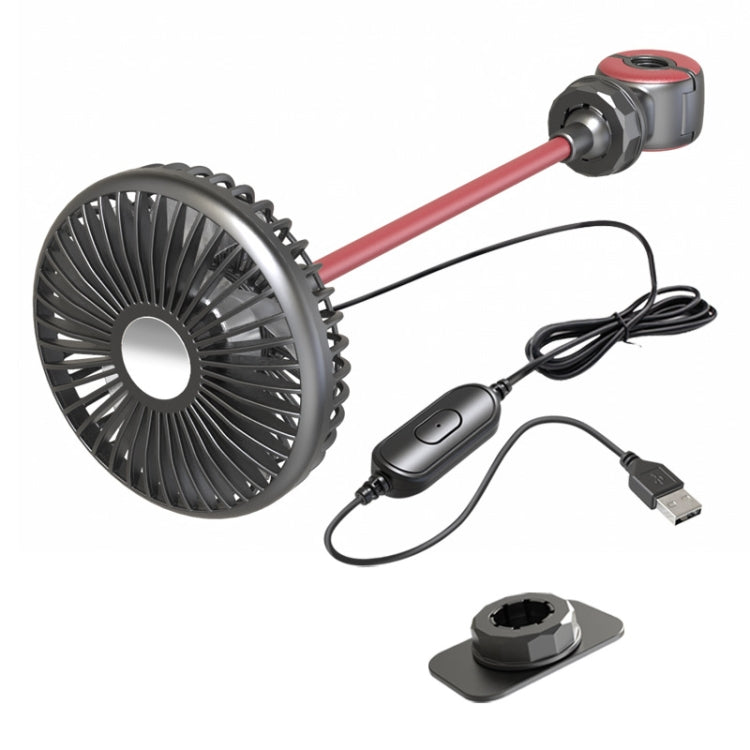 F508 Car Rear Seat USB Air Speed Adjustable Hose Fan(Black Red)
