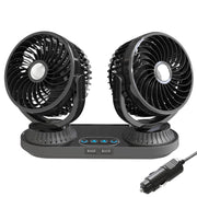 F623U 12V/24V Vehicle Electric Oscillating Head Rotatable Double Head Fan (Deluxe)
