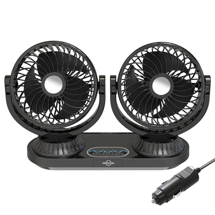 F623 12V/24V Vehicle Electric Oscillating Head Rotatable Double Head Fan (Basic)