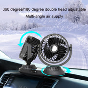 F623 12V/24V Vehicle Electric Oscillating Head Rotatable Double Head Fan (Basic)