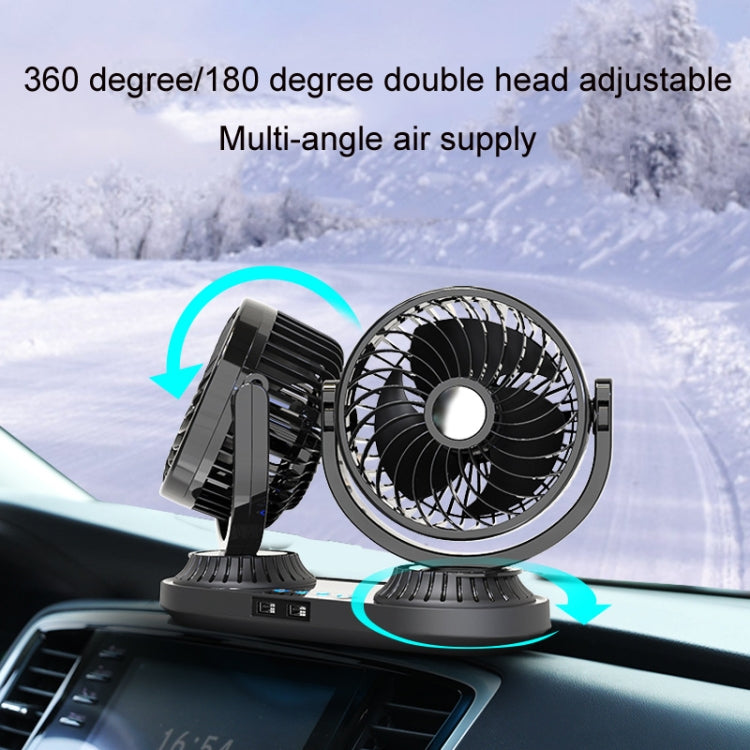 F623U 12V/24V Vehicle Electric Oscillating Head Rotatable Double Head Fan (Deluxe)