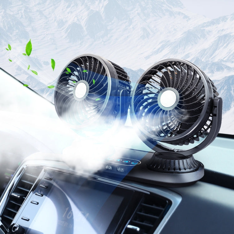 F623U 12V/24V Vehicle Electric Oscillating Head Rotatable Double Head Fan (Deluxe)