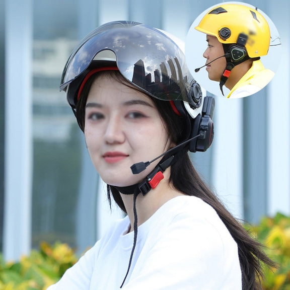 LX1 Motorcycle Half Helmet Water-resistant Wireless 5.3 Bluetooth Headset, Version: English(Classic Red)