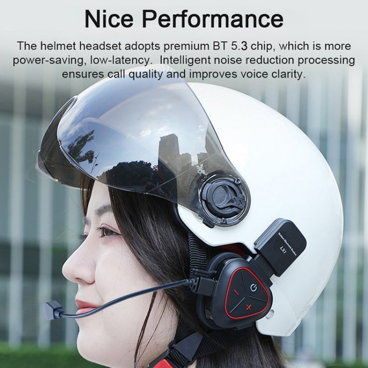 LX1 Motorcycle Half Helmet Water-resistant Wireless 5.3 Bluetooth Headset, Version: English(Classic Red)