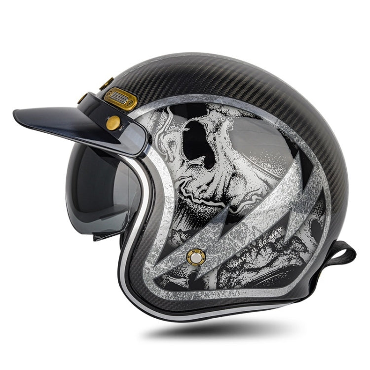 SOMAN Motorcycle Four Seasons Carbon Fiber Half Helmet, Color: Carbon Fiber Silver Lightning(S)