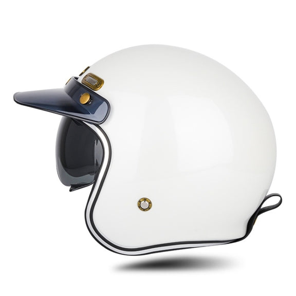 SOMAN Motorcycle Four Seasons Carbon Fiber Half Helmet, Color: FRP Pearl White(XL)