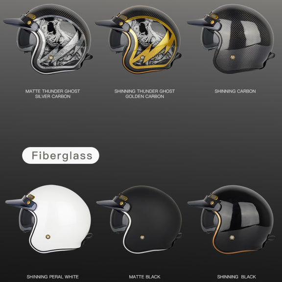 SOMAN Motorcycle Four Seasons Carbon Fiber Half Helmet, Color: Carbon Fiber Silver Lightning(L)