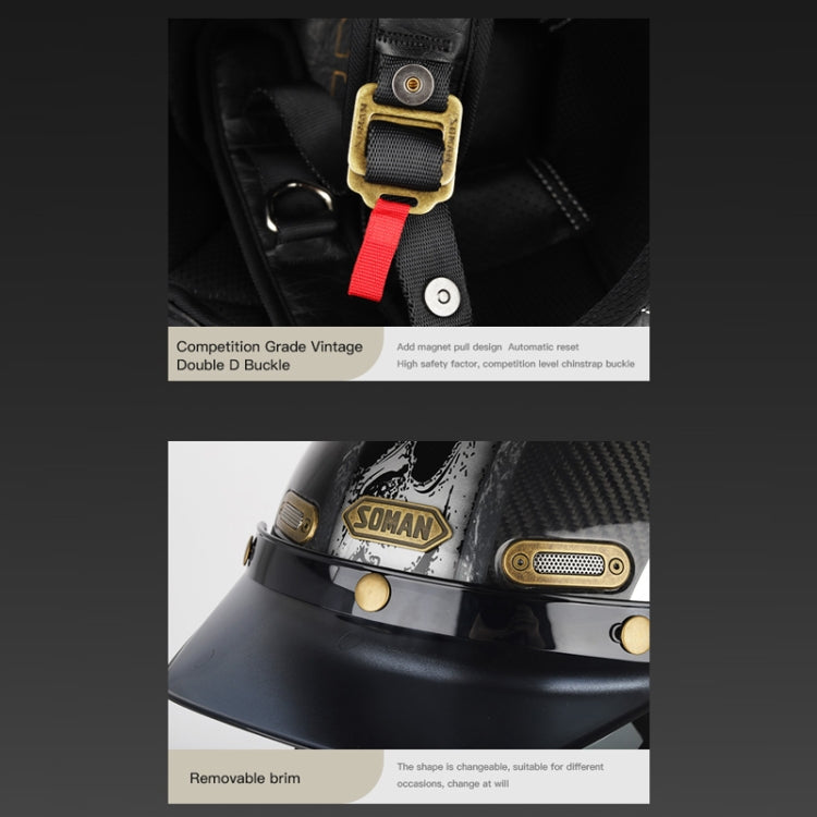 SOMAN Motorcycle Four Seasons Carbon Fiber Half Helmet, Color: FRP Matte Black(S)