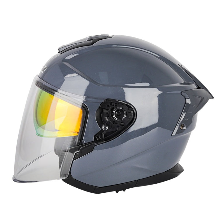 SOMAN Motorcycle Electric Bicycle Dual Lens Riding Helmet, Size: S(Cement Gray)