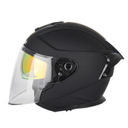 SOMAN Motorcycle Electric Bicycle Dual Lens Riding Helmet, Size: M(Matte Black)