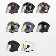 SOMAN Motorcycle Electric Bicycle Dual Lens Riding Helmet, Size: S(Pearl White)