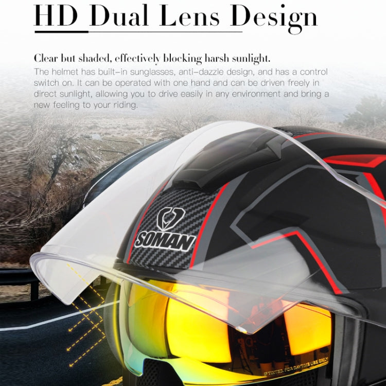 SOMAN Motorcycle Electric Bicycle Dual Lens Riding Helmet, Size: XL(Bright Back)