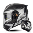 SOMAN Racing Motorcycle Double Lens Riding Safety Helmet, Size: M(Silver Gray Black Vision) - free shipping - PMC TechLife - Order now!