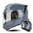 SOMAN Racing Motorcycle Double Lens Riding Safety Helmet, Size: M(Cement Gray) - free shipping - PMC TechLife - Order now!