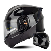 SOMAN Racing Motorcycle Double Lens Riding Safety Helmet, Size: M(Bright Black)