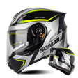 SOMAN Racing Motorcycle Double Lens Riding Safety Helmet, Size: XL(Silver Gray Yellow Vision) - free shipping - PMC TechLife - Order now!