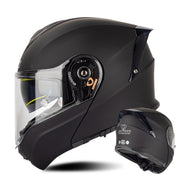 SOMAN Racing Motorcycle Double Lens Riding Safety Helmet, Size: XL(Matt Black)