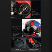 SOMAN Racing Motorcycle Double Lens Riding Safety Helmet, Size: M(Silver Gray Black Vision)
