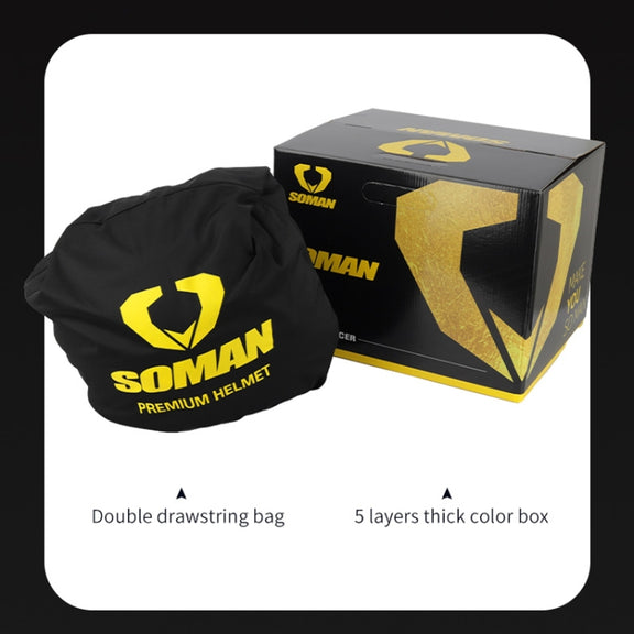 SOMAN Racing Motorcycle Double Lens Riding Safety Helmet, Size: XL(Cement Gray)