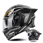 SOMAN Motorcycle Dual Lens Riding Peel-Off Full Coverage Helmet, Size: S(Bright Black White)