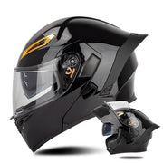 SOMAN Motorcycle Dual Lens Riding Peel-Off Full Coverage Helmet, Size: S(Bright Black)