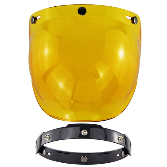 Motorcycle Helmet Three-Button Windproof Lens With Bracket(Amber)