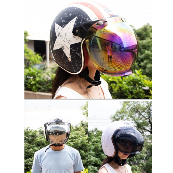 Motorcycle Helmet Three-Button Windproof Lens With Bracket(Silver Plated)