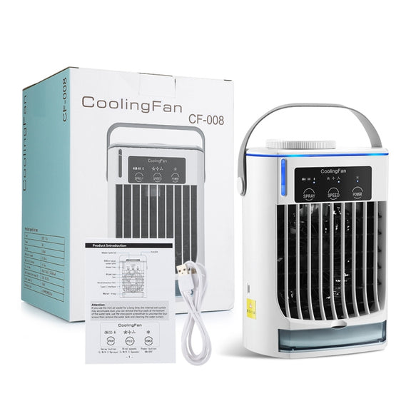 CF008 Mini Household Humidification Spray Air Cooler USB Plug-in Portable Air Conditioner Fan(White)