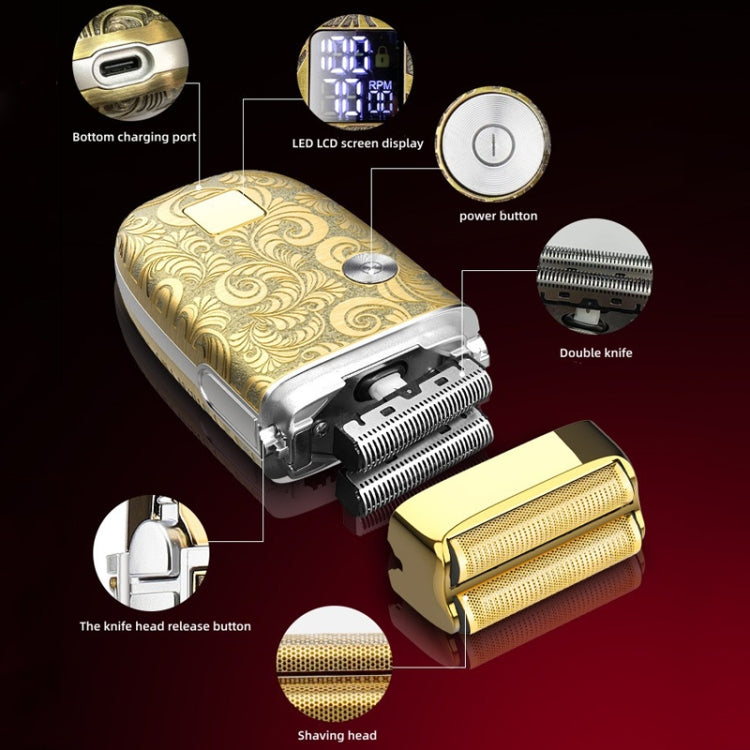 Men Bald Haircut 2 In 1 Electric Hair Clipper Water-resistant Set(Gold)
