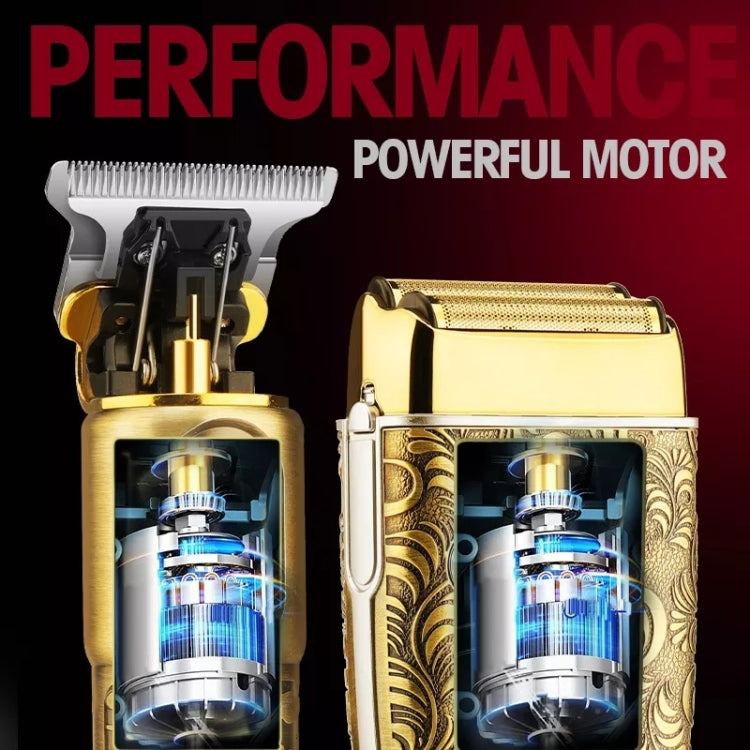Men Bald Haircut 2 In 1 Electric Hair Clipper Water-resistant Set(Gold)