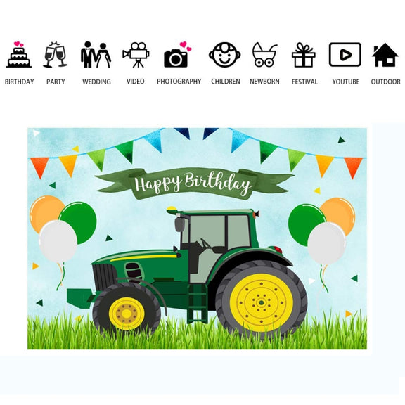 210x150cm Tractor Theme Birthday Backdrop Boy Farm Happy Birthday Background Party Decorations