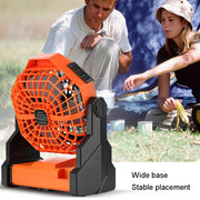 Outdoor Infinitely Variable Speed Portable Large Wind Charging Camping Lighting Fan(Black Orange)