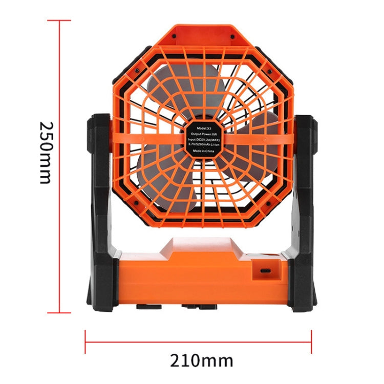 Outdoor Infinitely Variable Speed Portable Large Wind Charging Camping Lighting Fan(Black Green)